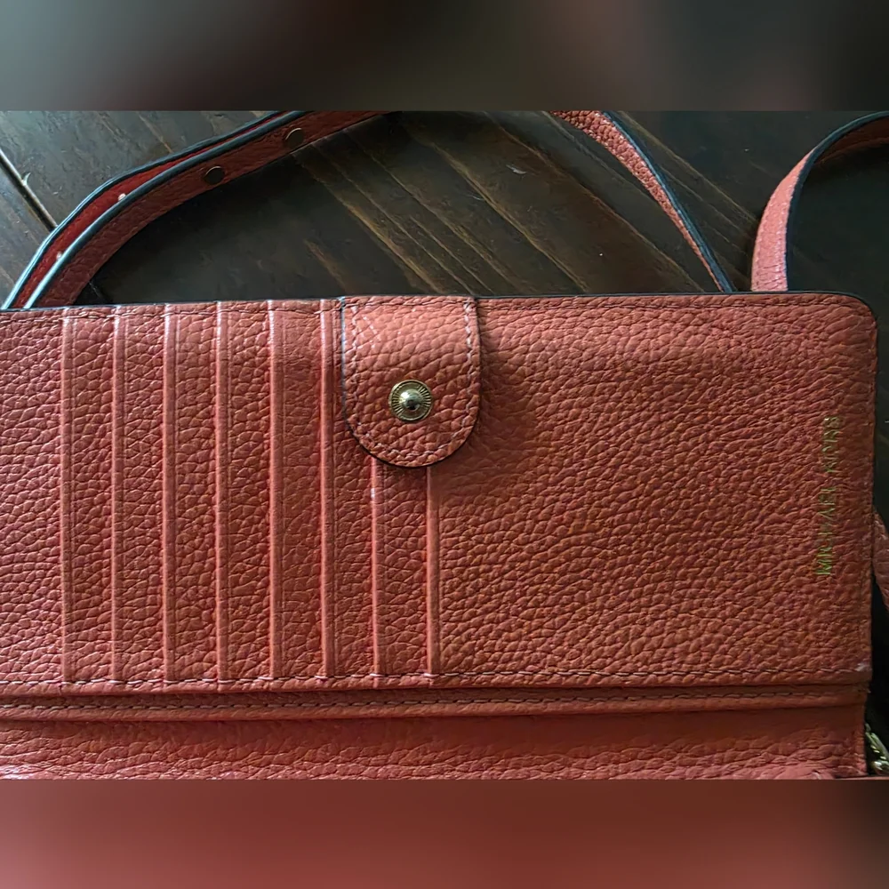 MICHAEL KORS Pebbled Leather Convertible Crossbody - Coral - Picture 8 of 12